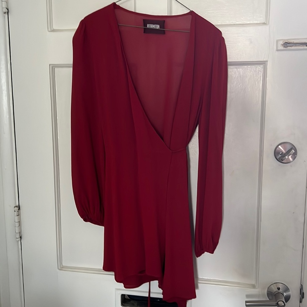 Red Reformation wrap dress